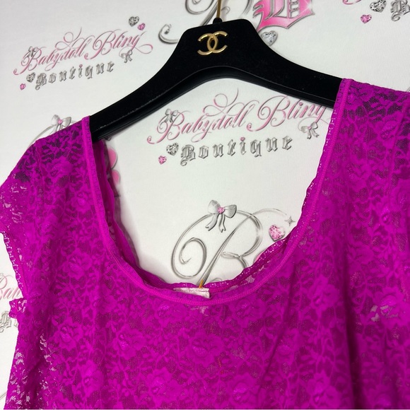 Oh La La by La senza lace Tshirt camisole cami vintage y2k neon purple bright - Picture 3 of 6
